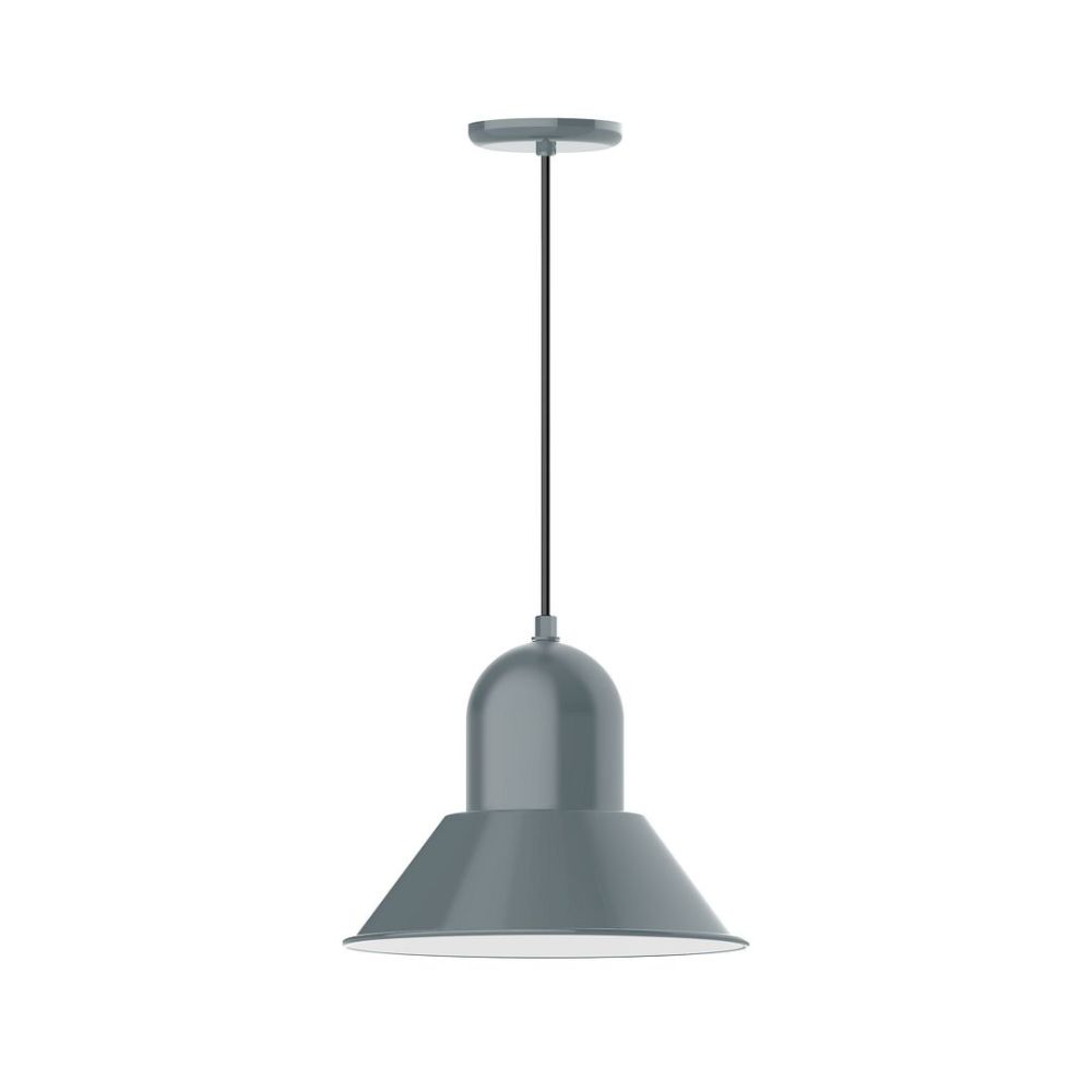 Montclair Lightworks PEB124-40-L13 14" Prima Shade, Led Pendant With Black Cord And Canopy, Slate Gray